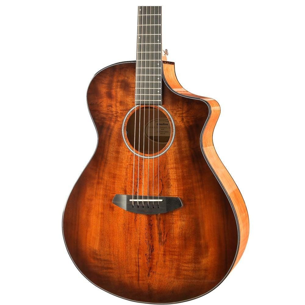 breedlove electro acoustic guitars breedlove pec66ceo pursuit exotic concert ce myrtlewood electro acoustic guitar with bag - bourbon sunset burst