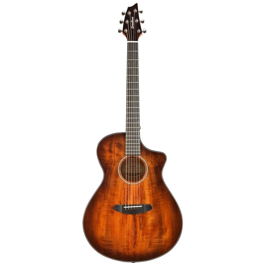 breedlove electro acoustic guitars breedlove pec66ceo pursuit exotic concert ce myrtlewood electro acoustic guitar with bag - bourbon sunset burst