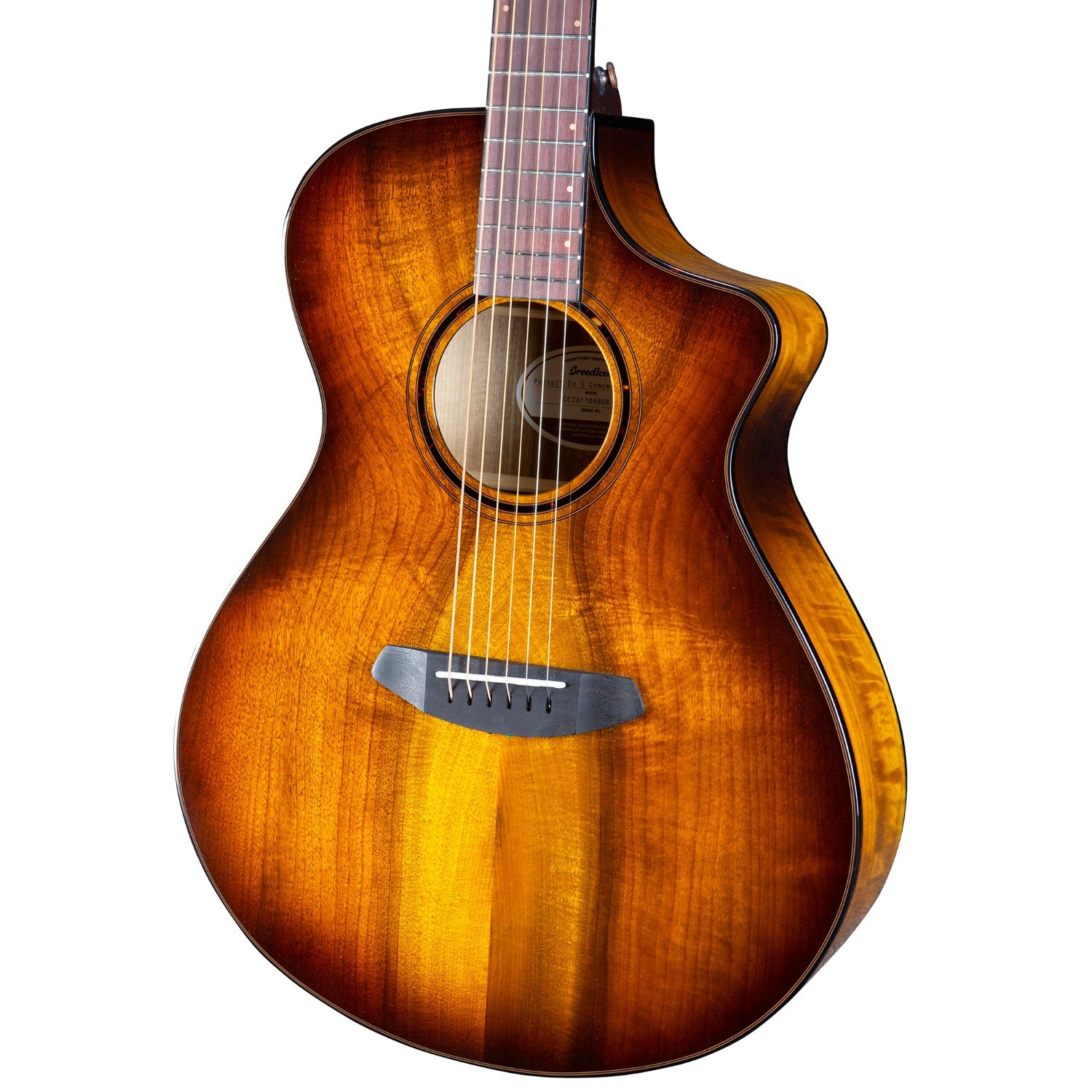 Breedlove Electro Acoustic Guitars Breedlove Pursuit Exotic S Concert Tiger's Eye CE 6 String Electro Acoustic Guitar