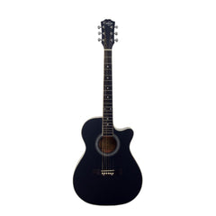 Cadenza Acoustic Guitars Black Cadenza QAG-40C 40-Inch Cutaway Acoustic Guitar with Matt Finish