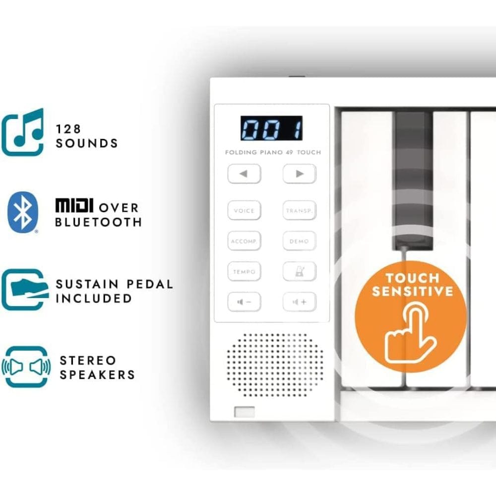 carry-on digital pianos carry-on fp-49 touch 49 key touch sensitive portable folding digital piano