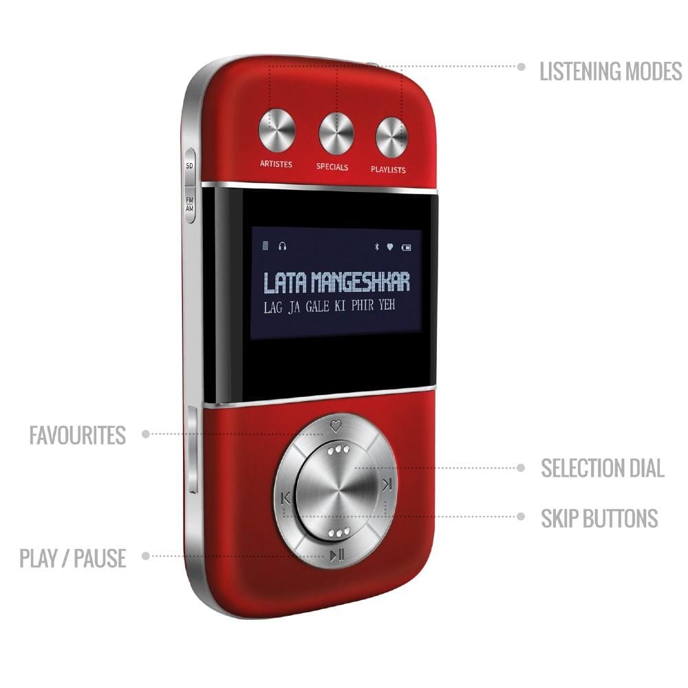 carvaan portable music players saregama carvaan go 2.0- portable audio player with 3000 pre-loaded retro hindi songs #color_salsa-red