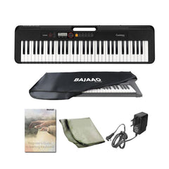 Casio Keyboard Bundles Black Casio Casiotone CT S200 61 Key Portable Keyboard with Adapter, Polishing Cloth, Dust Cover, Online Lessons, Warranty & Ebook