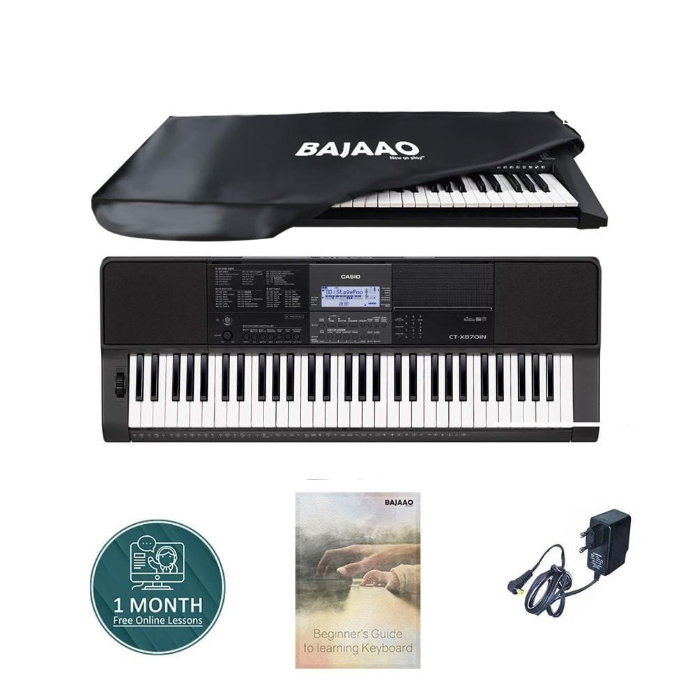 casio keyboard bundles casio ct-x870in 61-key portable keyboard with power adapter, dust cover, online lessons & ebook