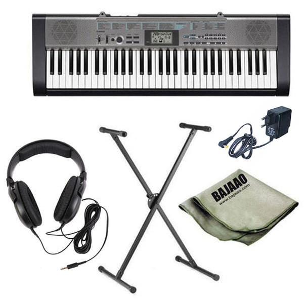 casio keyboard bundles casio ctk-1300 standard keyboard with stand, headphones, polishing cloth and power adapter