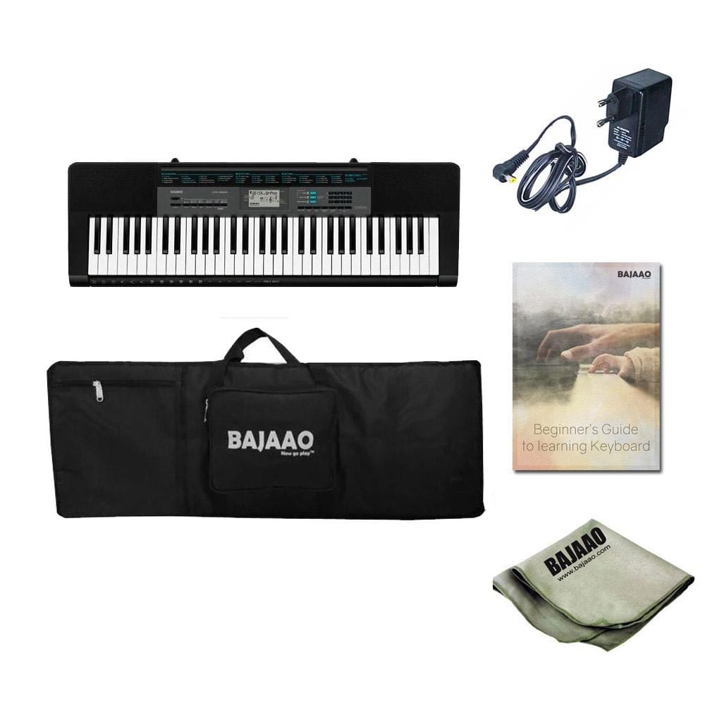 casio keyboard bundles casio ctk 2550 61 key standard portable keyboard with adapter with power adapter, gigbag, cloth & ebook