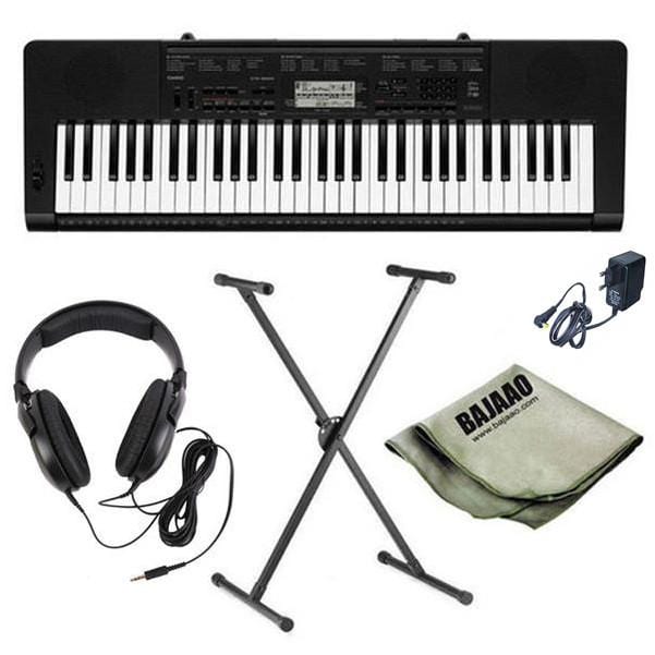 casio keyboard bundles casio ctk-3200 61-key portable keyboard with keyboard stand, headphones, polishing cloth and power adapter