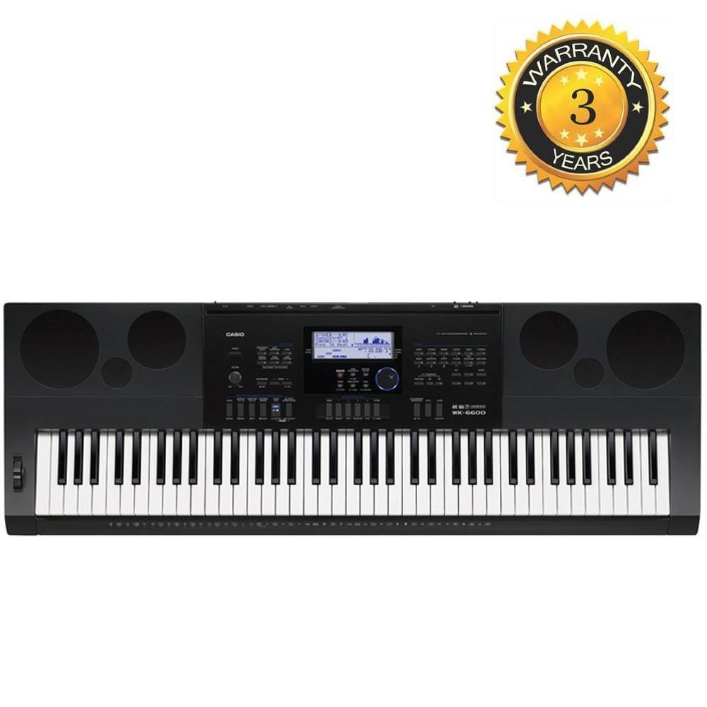 casio keyboard bundles casio wk-6600 high grade workstation 76-key keyboard with headphone, stand, pedal, polishing cloth and power adapter
