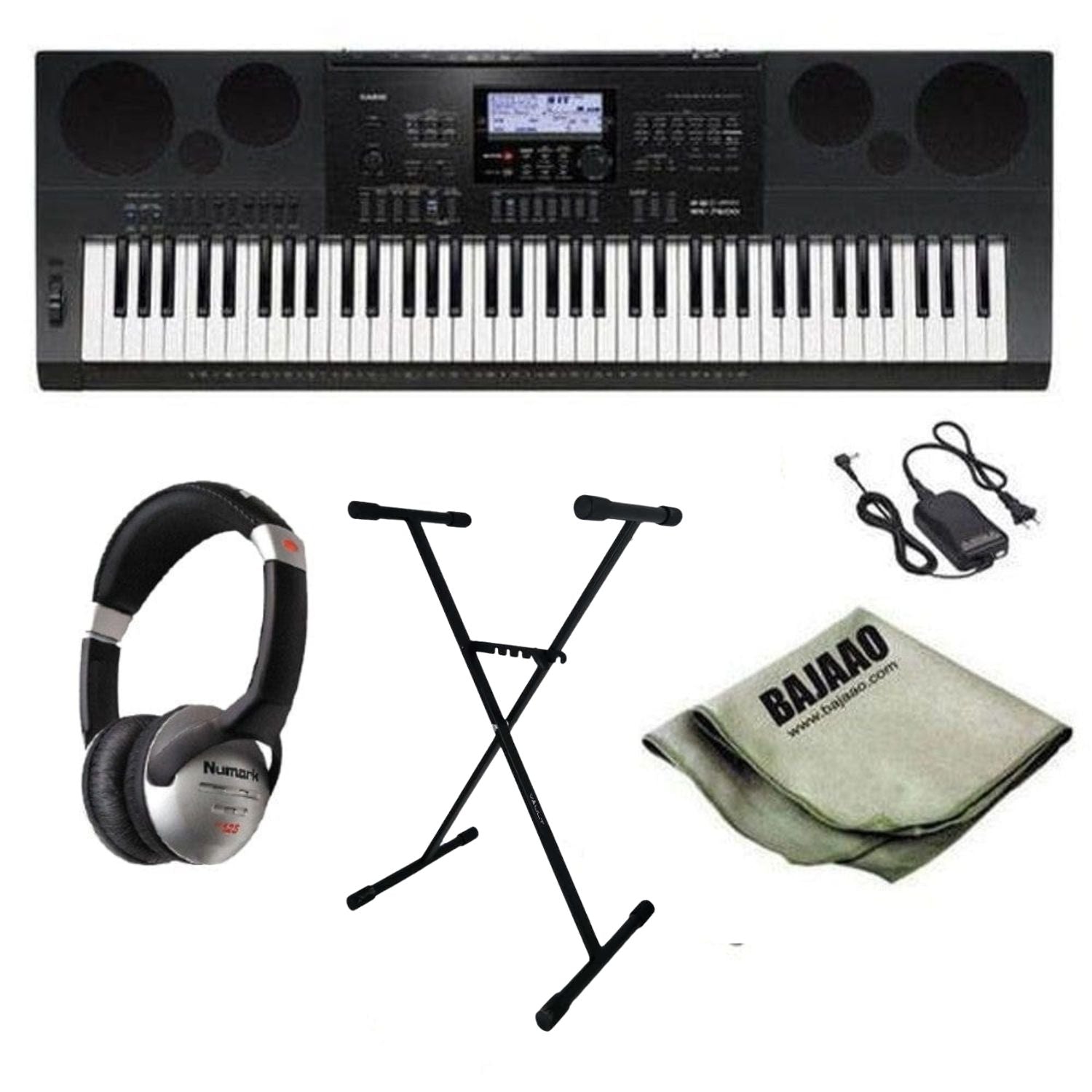 Casio Keyboard Bundles Casio WK-7600 76-Key Keyboard With Stand, Headphones, Polishing Cloth and Power Adapter