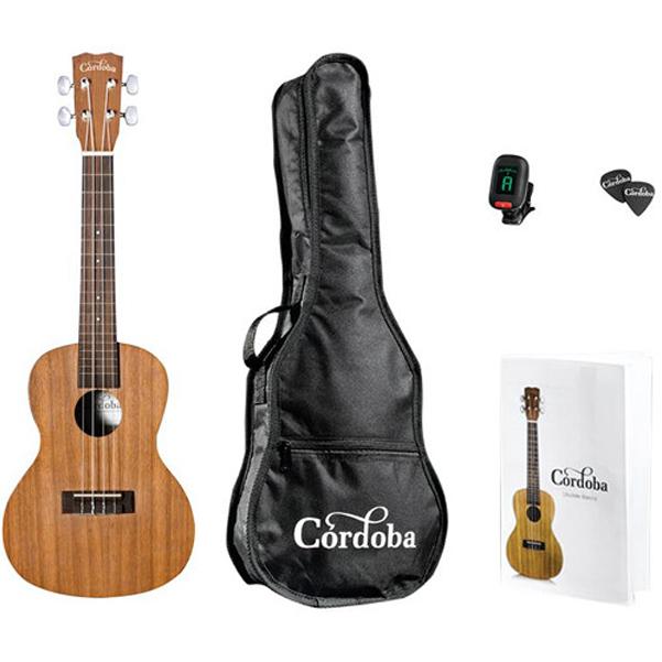 cordoba concert ukuleles cordoba up100 concert ukulele pack with tuner picks and gigbag