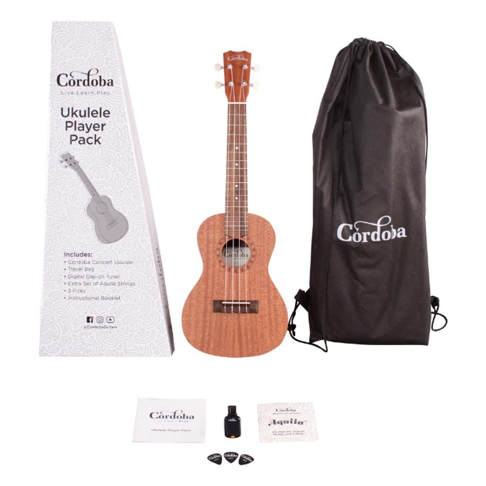 cordoba concert ukuleles natural cordoba player series concert ukulele pack