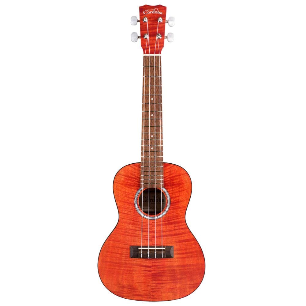 cordoba concert ukuleles rose red cordoba 15cfm flamed mahogany concert ukulele #color_rose-red