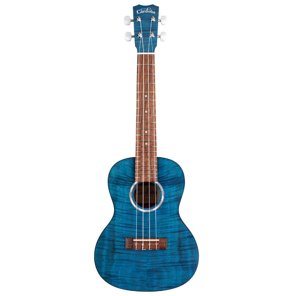 cordoba concert ukuleles sapphire blue cordoba 15cfm flamed mahogany concert ukulele