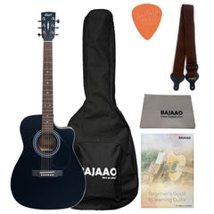 Cort Acoustic Guitar Bundles Black Cort AF500C Standard Series Open Pore Cutaway Acoustic Guitar with Gigbag, Tuner, Strap, Picks, Polishing Cloth & Ebook