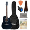 Cort Acoustic Guitars Bundle / Black Cort AF500C Standard Series Cutaway 6 String Acoustic Guitar