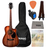 Cort Acoustic Guitars Bundle / Mahogany Cort AF500C Standard Series Cutaway 6 String Acoustic Guitar