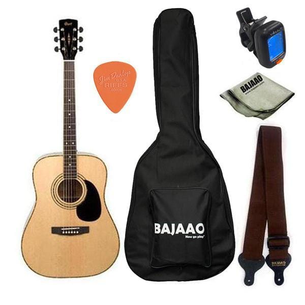 cort acoustic guitars bundle - natural cort ad880 dreadnought acoustic guitar #color_bundle---natural