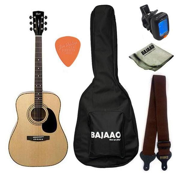 cort acoustic guitars bundle - natural satin cort ad880 dreadnought acoustic guitar #color_bundle---natural-satin