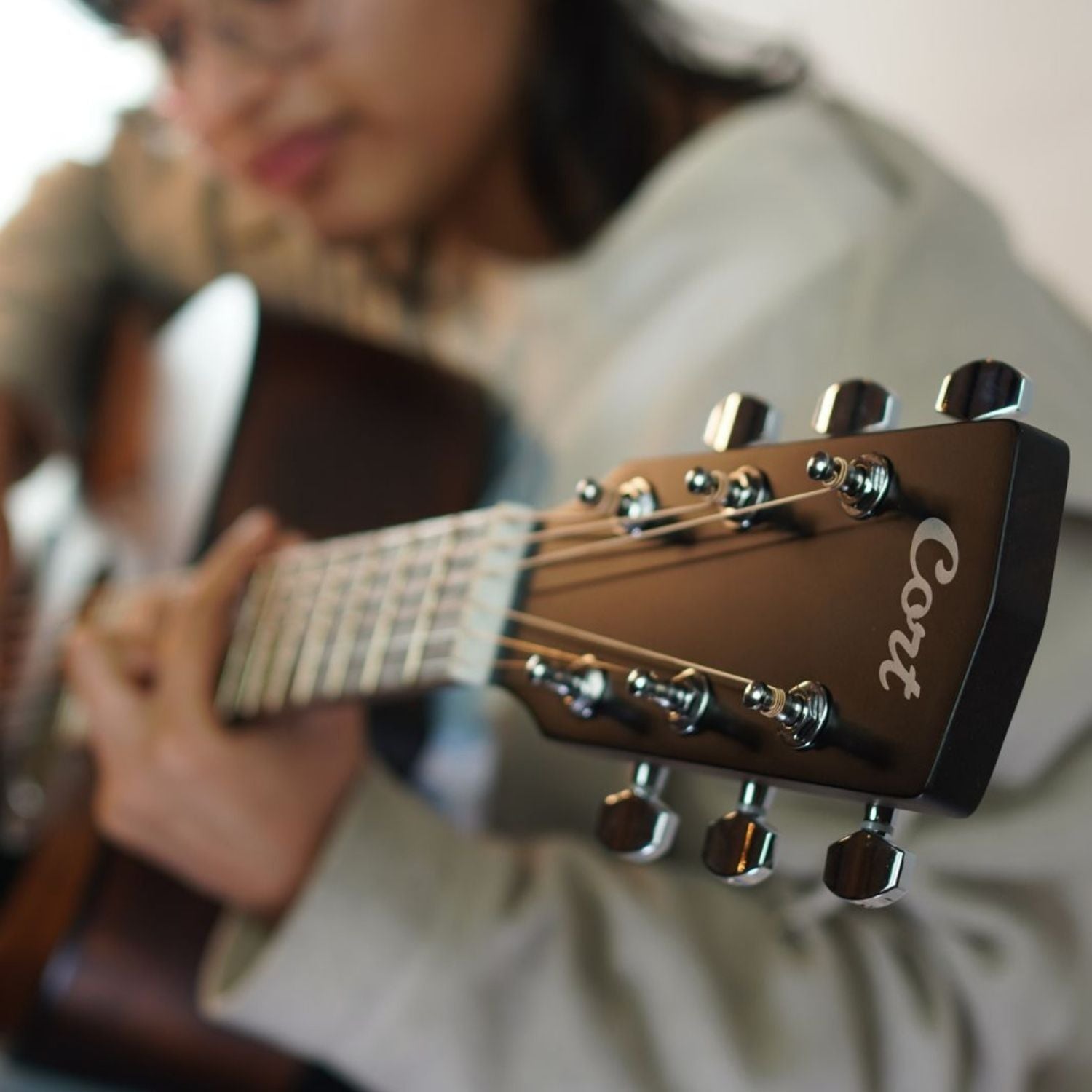 Cort Acoustic Guitars Cort AD300 6 String Acoustic Guitar #color_mahogany,type_bundle