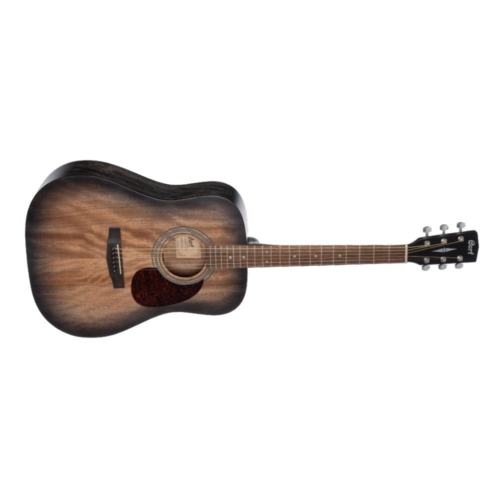 cort acoustic guitars cort earth60m 6 string acoustic guitar - open pore trans black burst