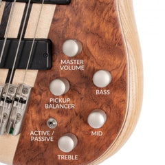 Cort Bass Guitars Open Pore Bubinga Natural Cort A5 Beyond 5 String Bass Guitar with Case