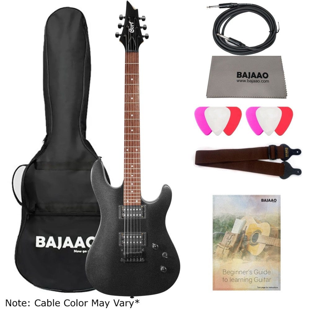cort electric guitars bundles black metallic cort kx100 electric guitar with gigbag, polishing cloth, strap, picks, cable & ebook