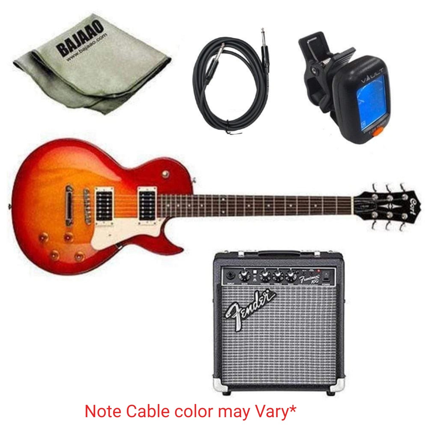 Cort Electric Guitars Bundles Cort CR100 Les Paul Style Electric Guitar Standard Guitar Bundle with Amplifier, Tuner, Cable and Polishing Cloth