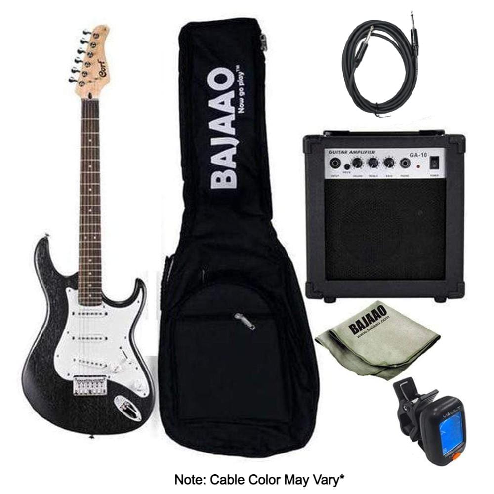 cort electric guitars bundles openpore black cort g100 standard electric guitar bundle with amplifier, tuner, cable and polishing cloth