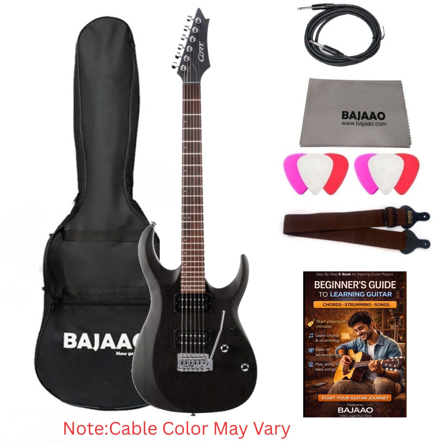 Cort Electric Guitars Cort X100 6-String Electric Guitar#color_open-pore-black,type_bundle