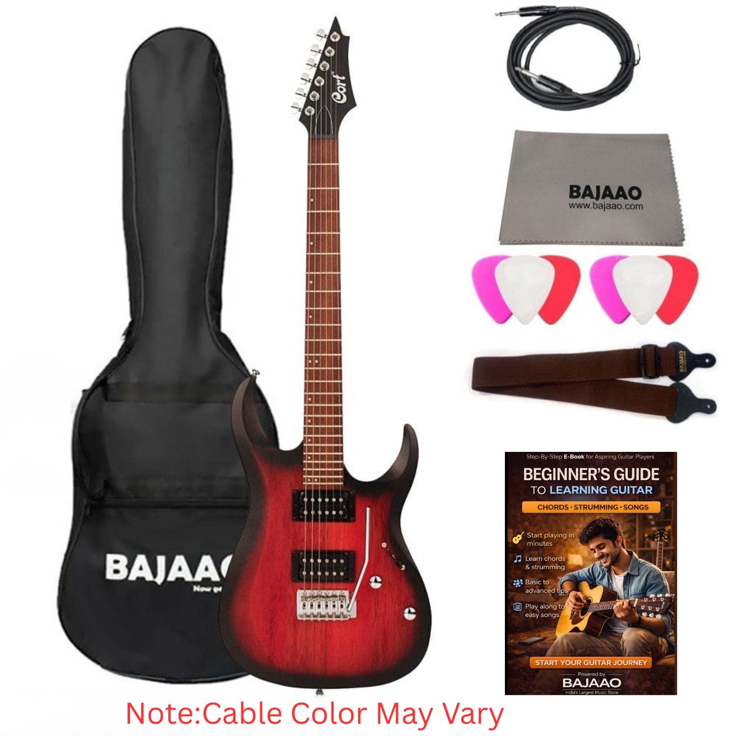 Cort Electric Guitars Cort X100 6-String Electric Guitar#color_open-pore-blackcherry-burst,type_bundle