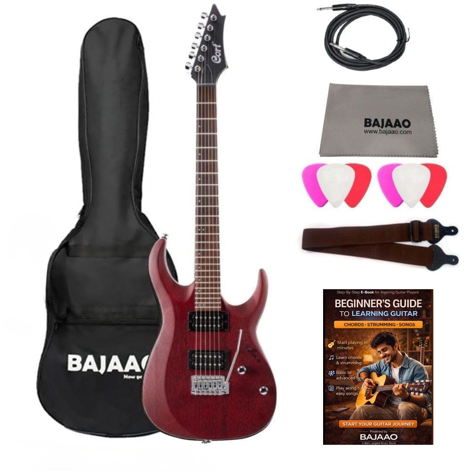 Cort Electric Guitars Open Pore Black Cherry / BUNDLE Cort X100 6-String Electric Guitar#color_open-pore-black-cherry,type_bundle