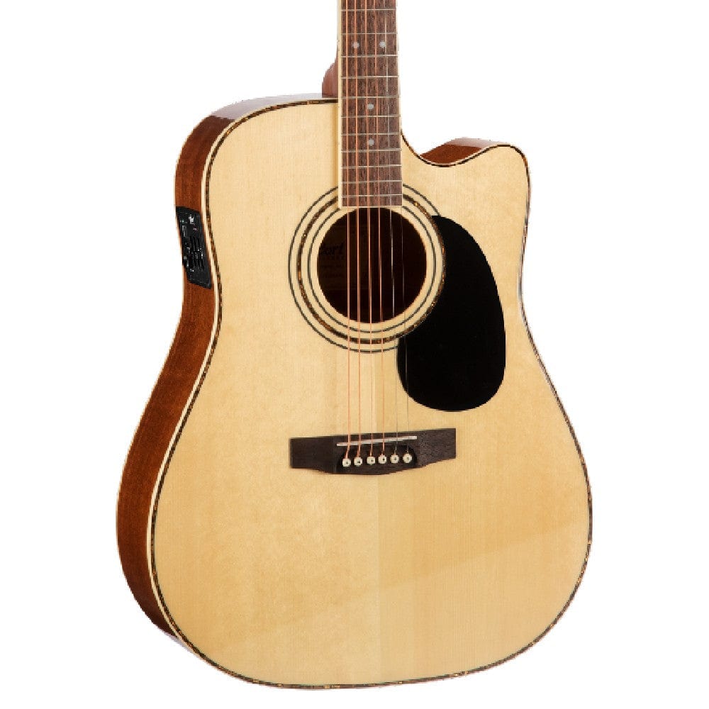 cort electro acoustic guitar bundles cort ad880ce cutaway electro acoustic guitar with gigbag, strap, polishing cloth, pick and ebook #color_natural