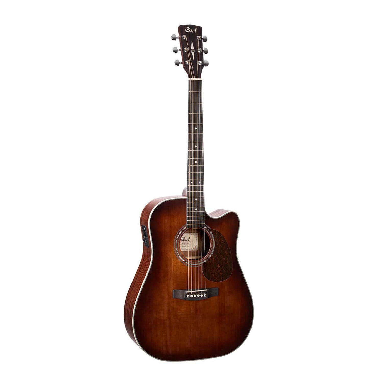 Cort Electro Acoustic Guitars Brown Burst Cort MR500E Dreadnought Cutaway Electro Acoustic Guitar #color_brown-burst