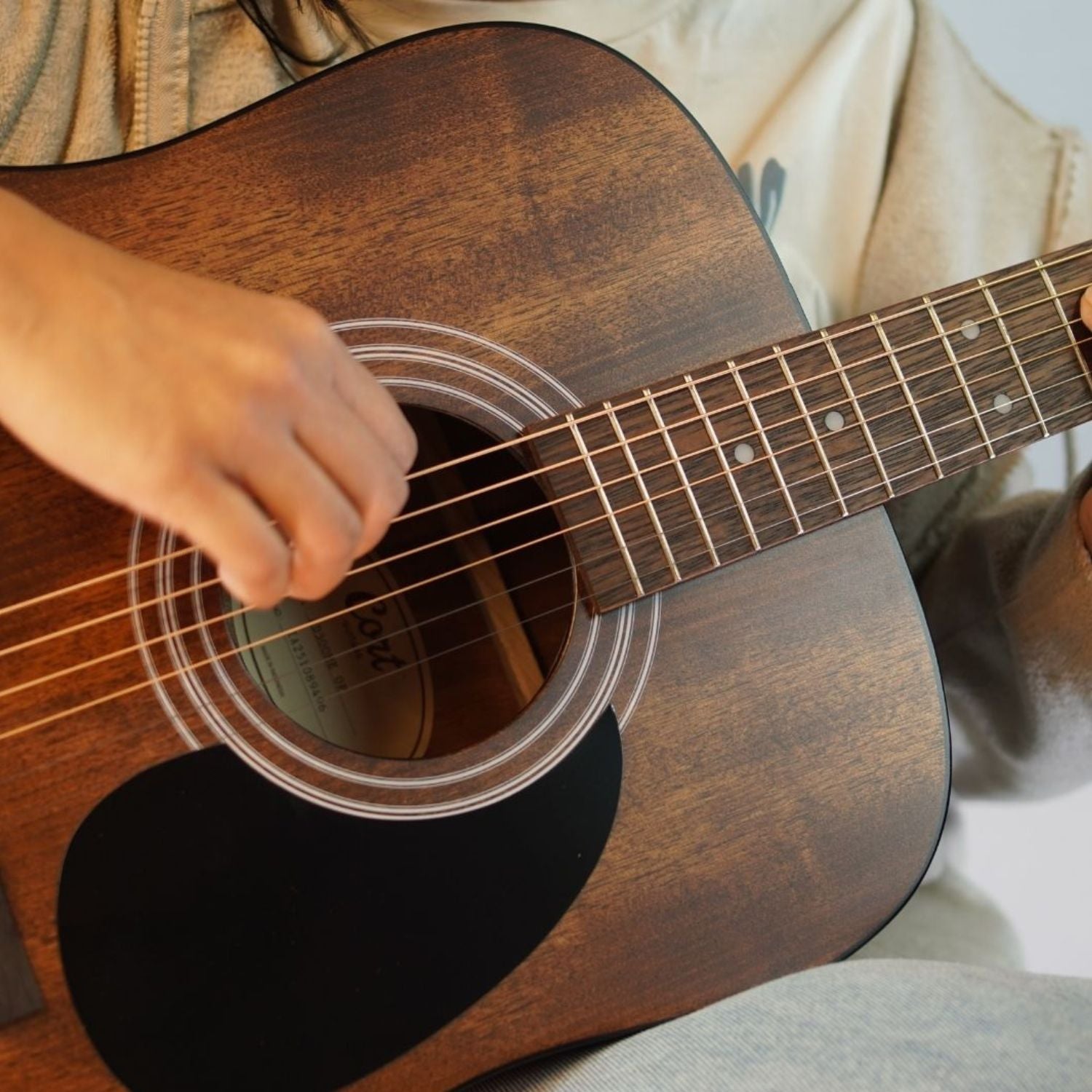 Cort Electro Acoustic Guitars Cort AD300E 6 String Electro Acoustic Guitar #color_mahogany,type_bundle