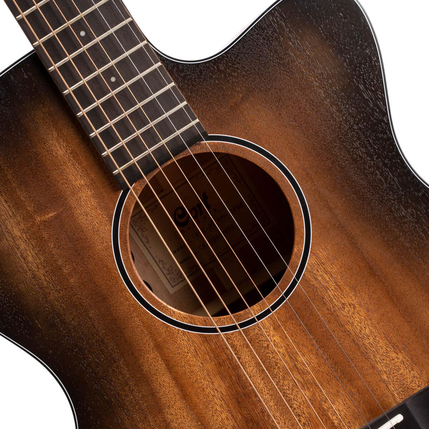 Cort Electro Acoustic Guitars Cort Core OC Mahogany 6-Strings Electro Acoustic Guitar With Bag- Open Pore Black Burst