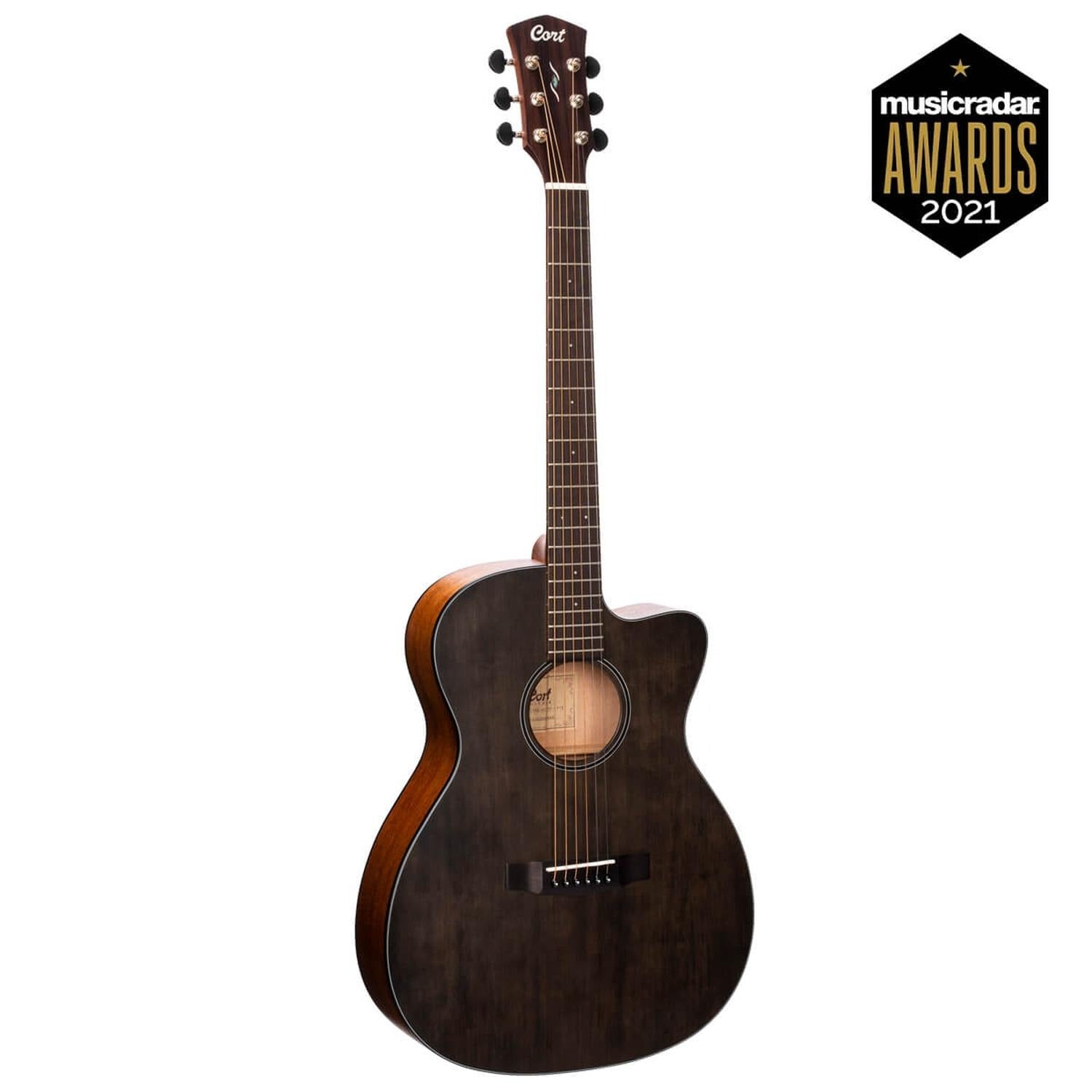 Cort Electro Acoustic Guitars Cort Core OC Spruce 6-Strings Electro Acoustic Guitar With Bag- Open Pore Trans Black