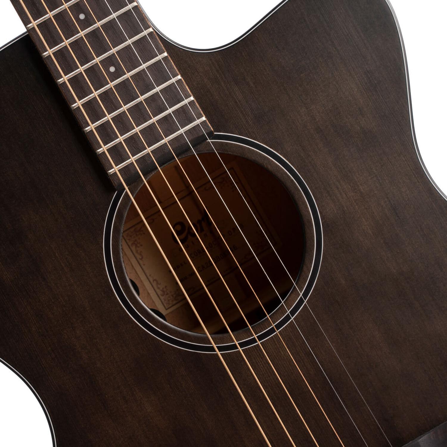 Cort Electro Acoustic Guitars Cort Core-OC Spruce 6-Strings Electro Acoustic Guitar With Case - Open Pore Trans Black