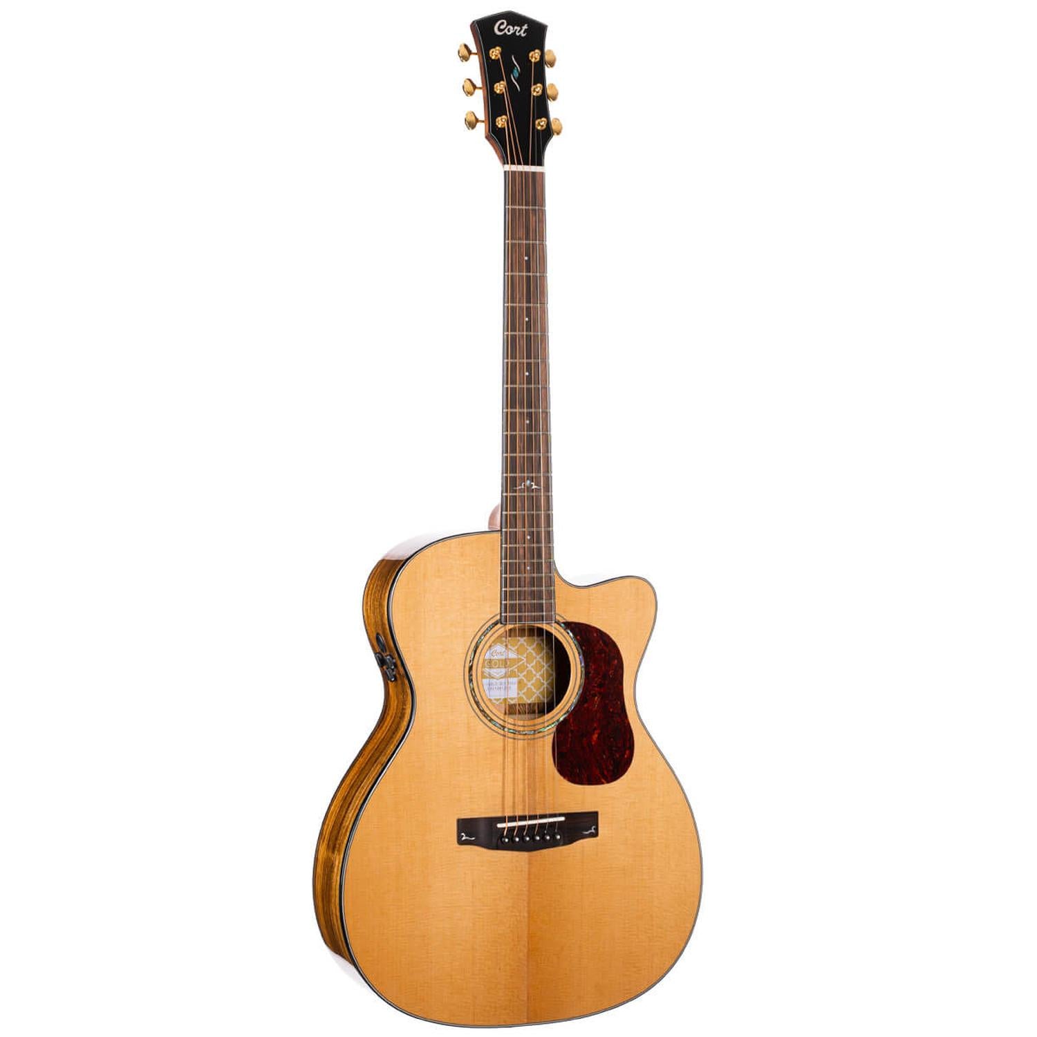 Cort Electro Acoustic Guitars Natural Glossy Cort Gold Series Gold OC6 Bocote Electro Acoustic Guitar With Bag #color_natural-glossy
