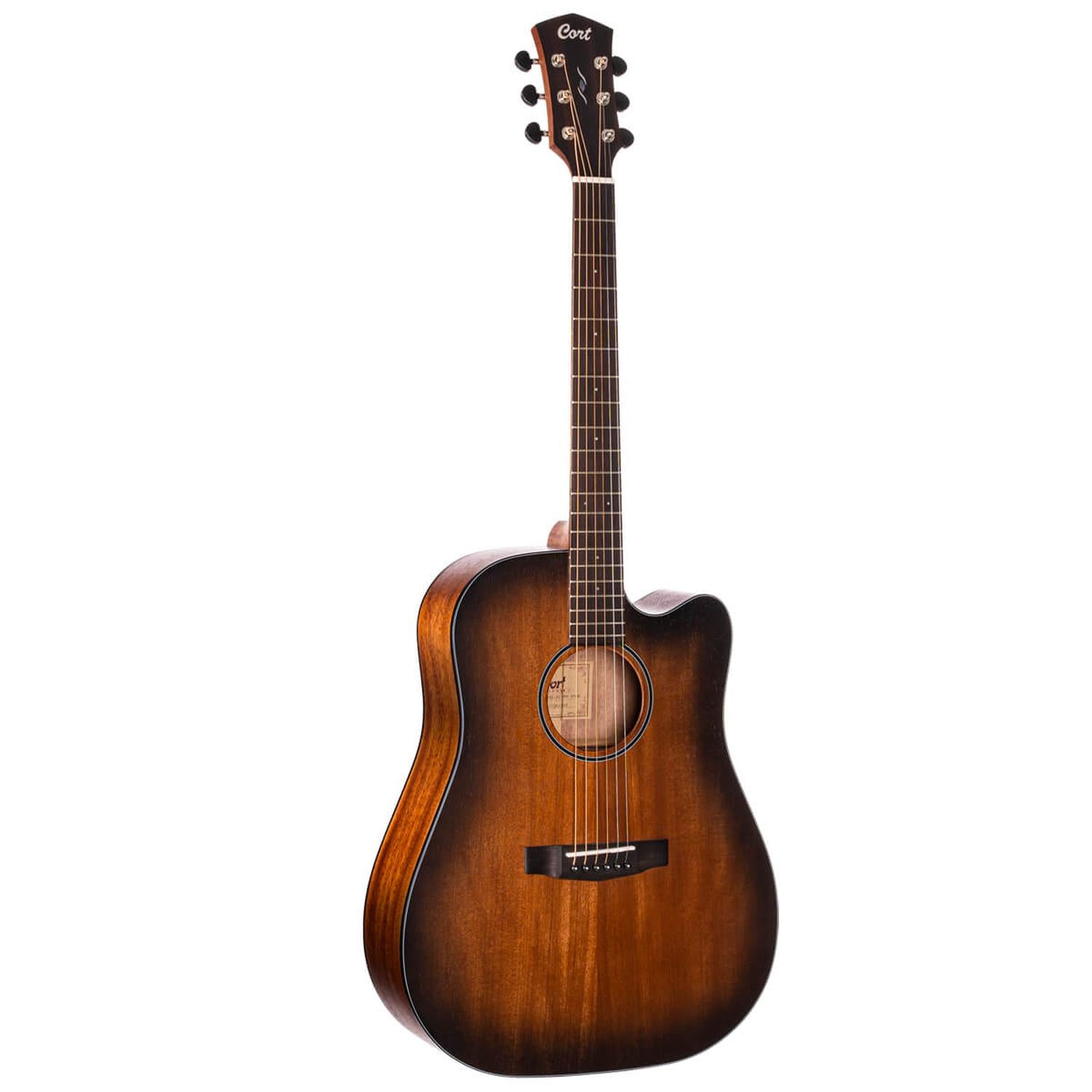 Cort Electro Acoustic Guitars Open Pore Black Burst Cort Core Series Core DC All Mahogany Electro Acoustic Guitar With Bag