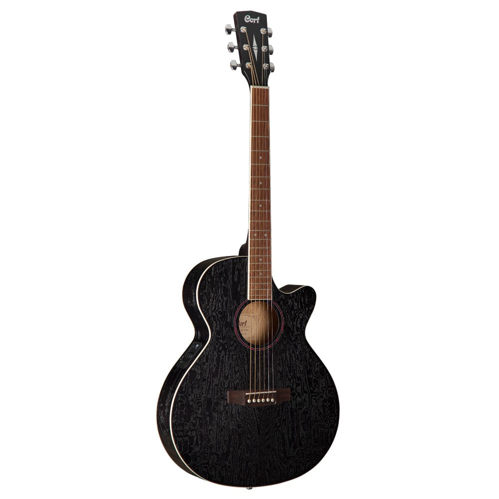 cort electro acoustic guitars open pore black cort sfx-ab ash burl electro acoustic guitar