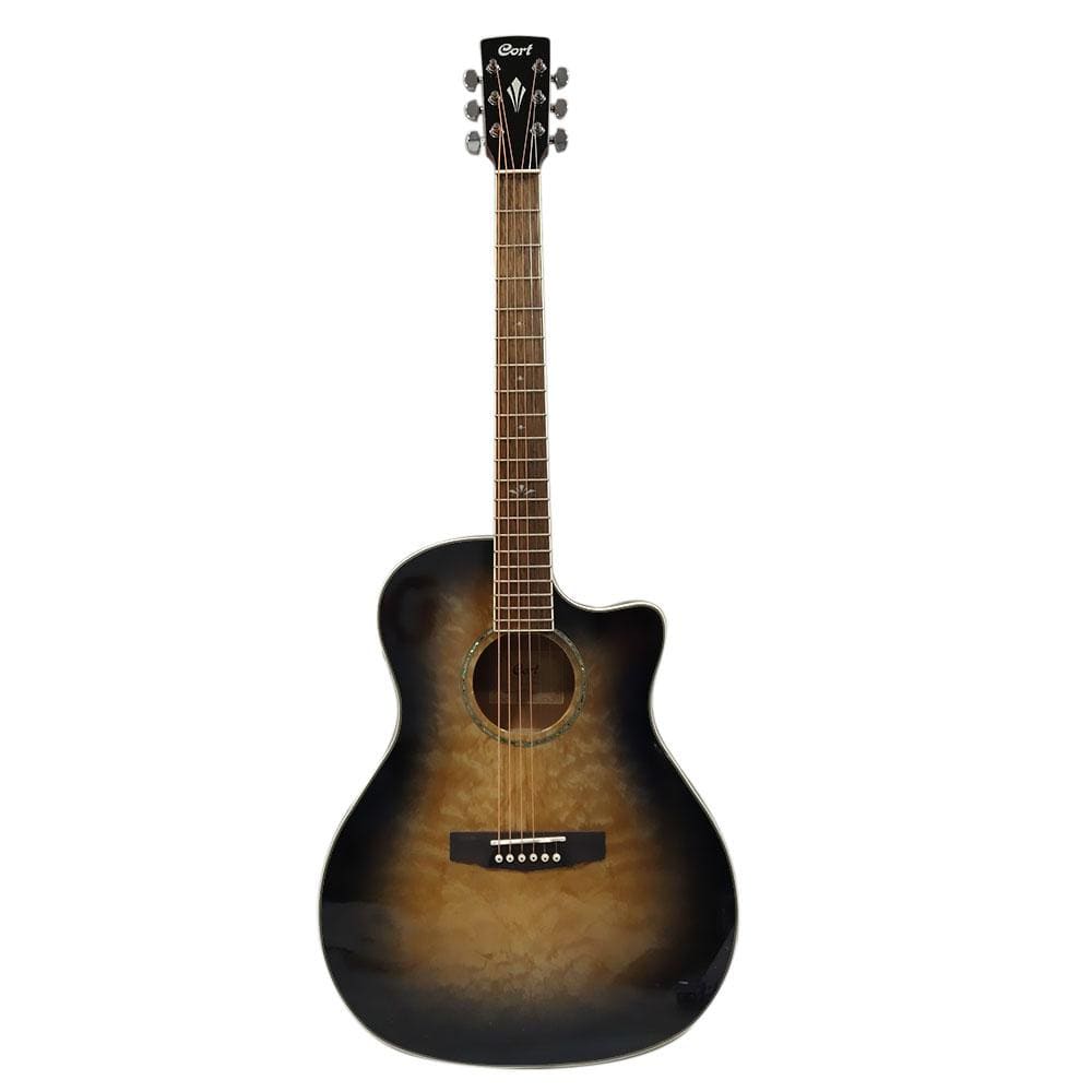 cort electro acoustic guitars trans black burst cort ga-qf electro acoustic guitar