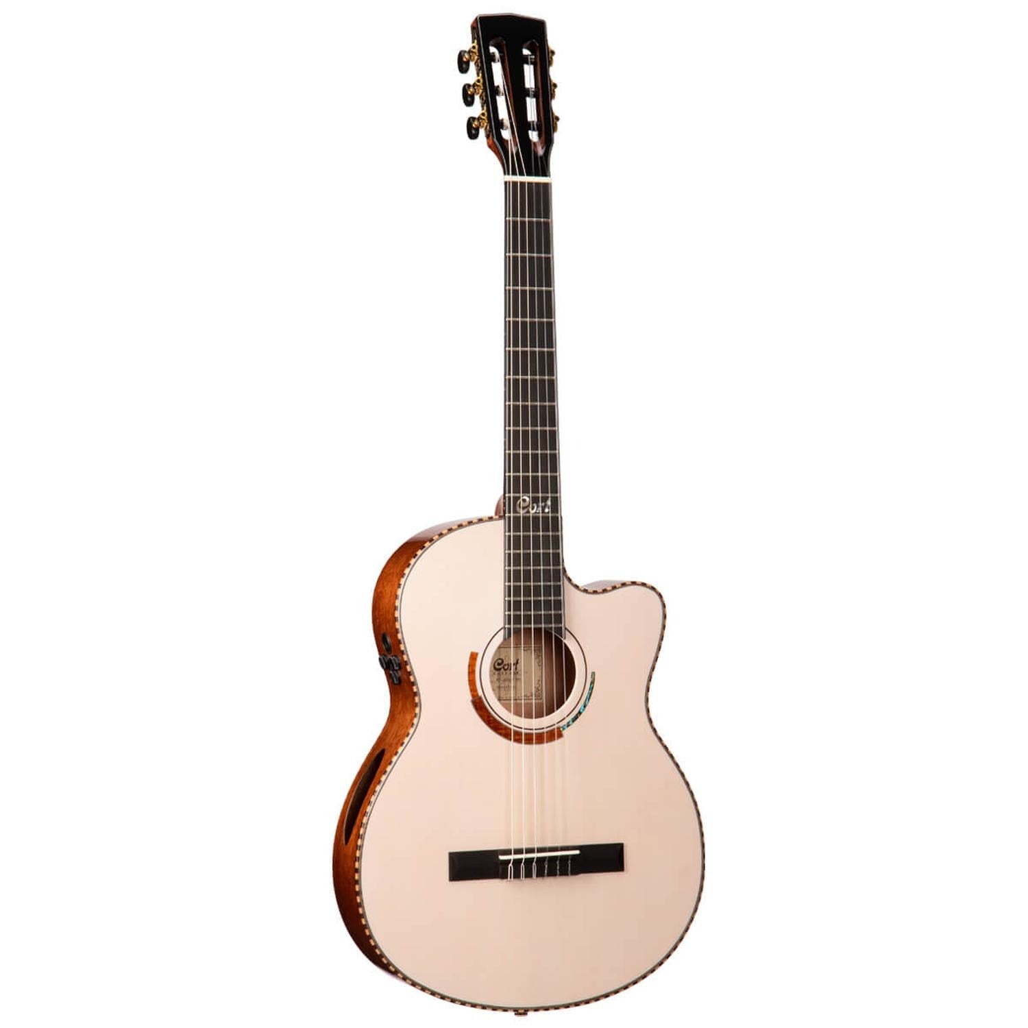 Cort Electro Acoustic Guitars White Blonde Gloss Cort Sol Encanto 6 String Semi Acoustic Guitar with Case