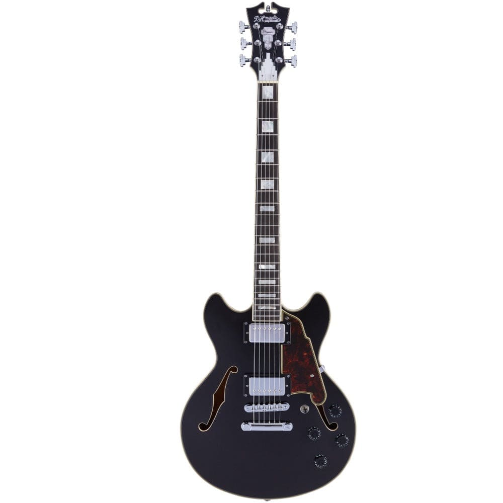 d'angelico electric guitars black flake d'angelico premier mini dc semi-hollow 6 string electric guitar #color_black-flake