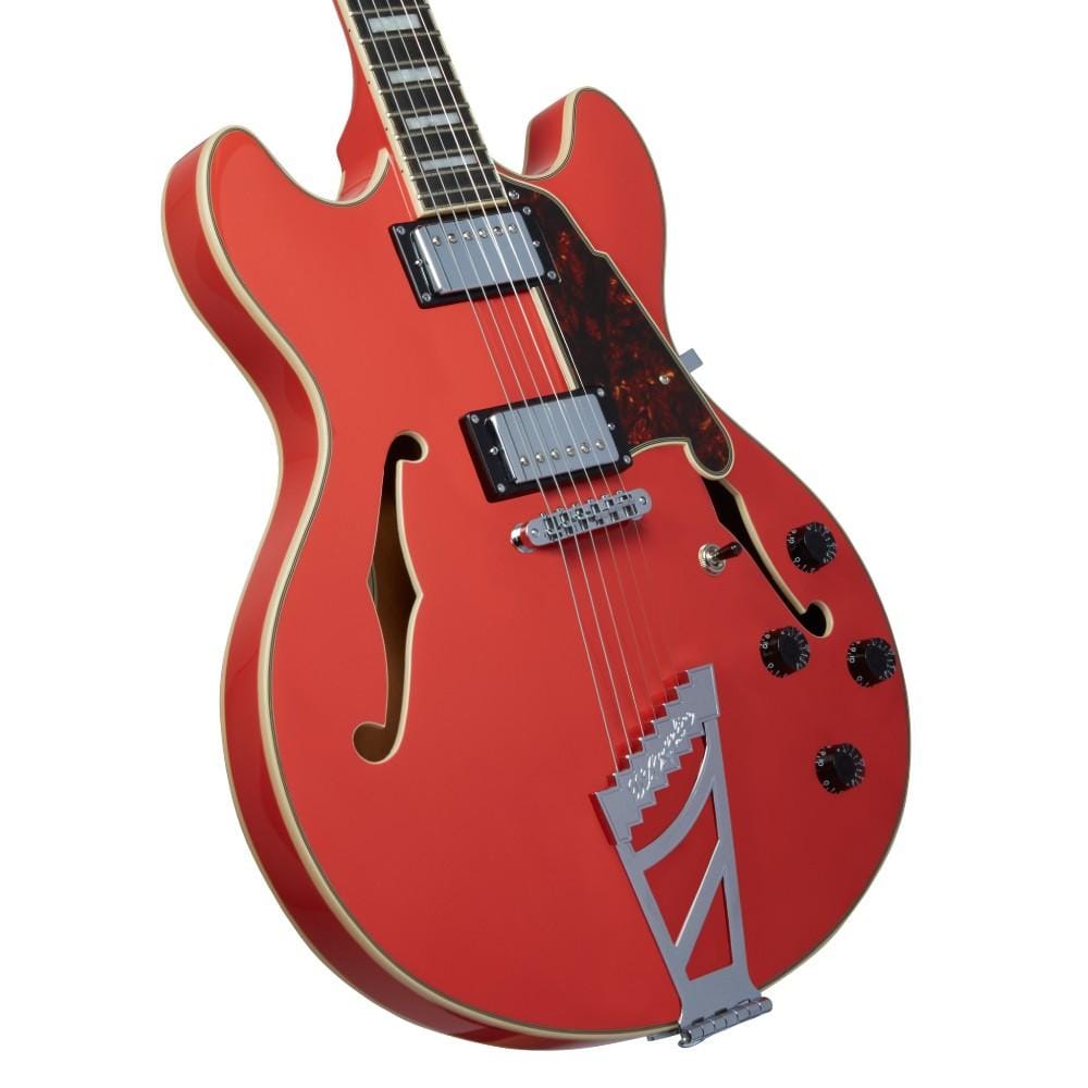 d'angelico electric guitars d'angelico dapdc premier dc 6 string electric guitar #color_fiesta-red