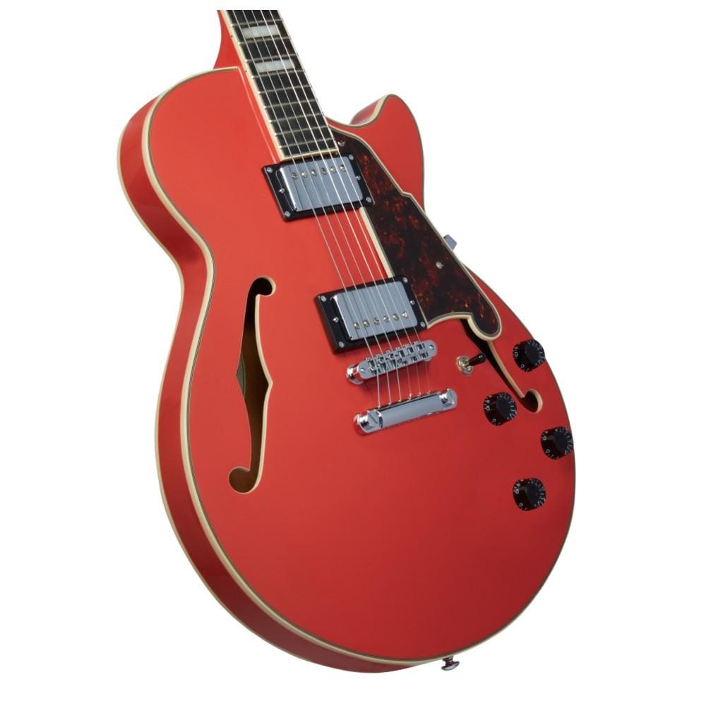d'angelico electric guitars d'angelico dapss premier ss 6 string electric guitar - tailpiece #color_fiesta-red