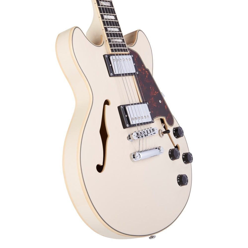 d'angelico electric guitars d'angelico premier mini dc semi-hollow 6 string electric guitar #color_champagne