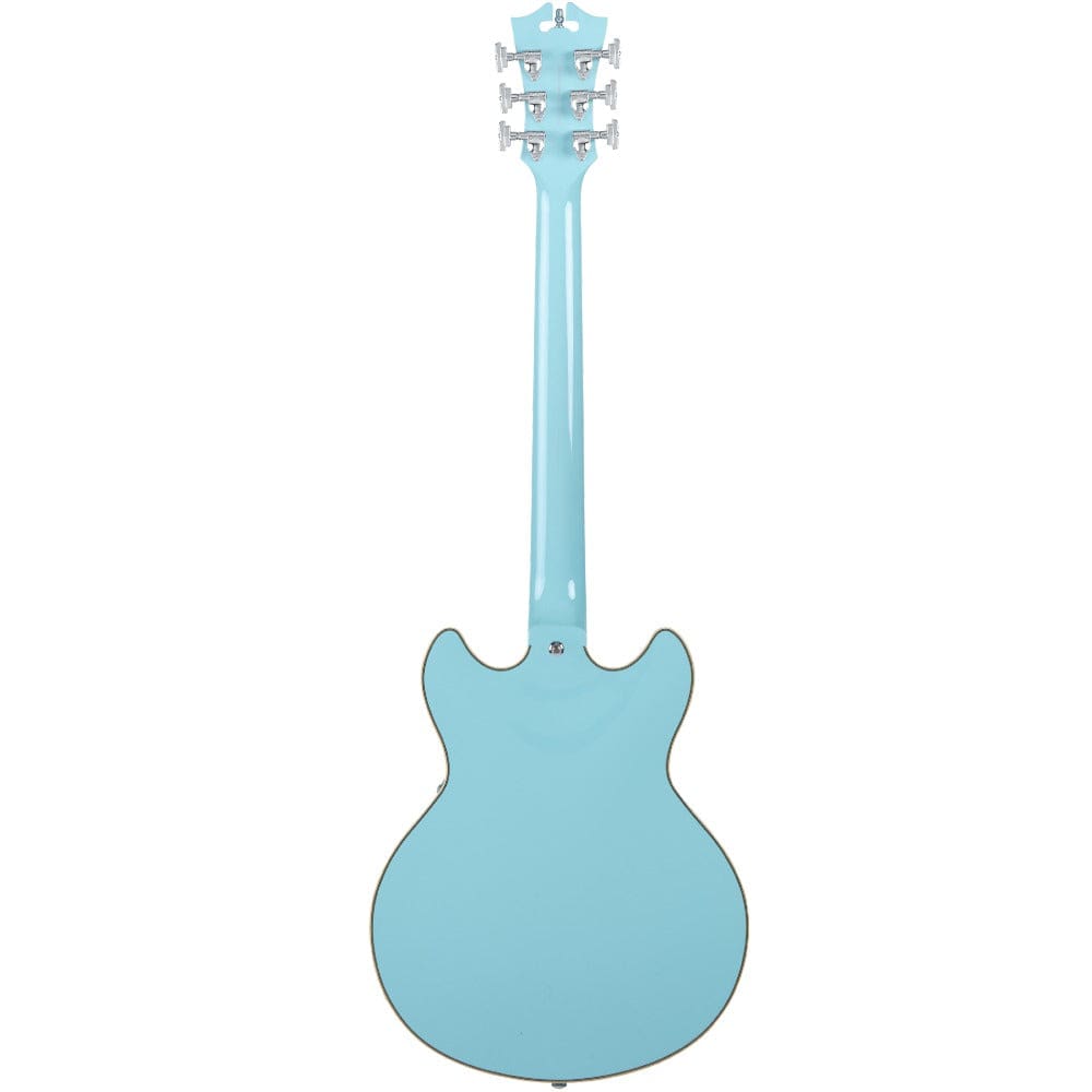 d'angelico electric guitars d'angelico premier mini dc semi-hollow 6 string electric guitar #color_sky-blue