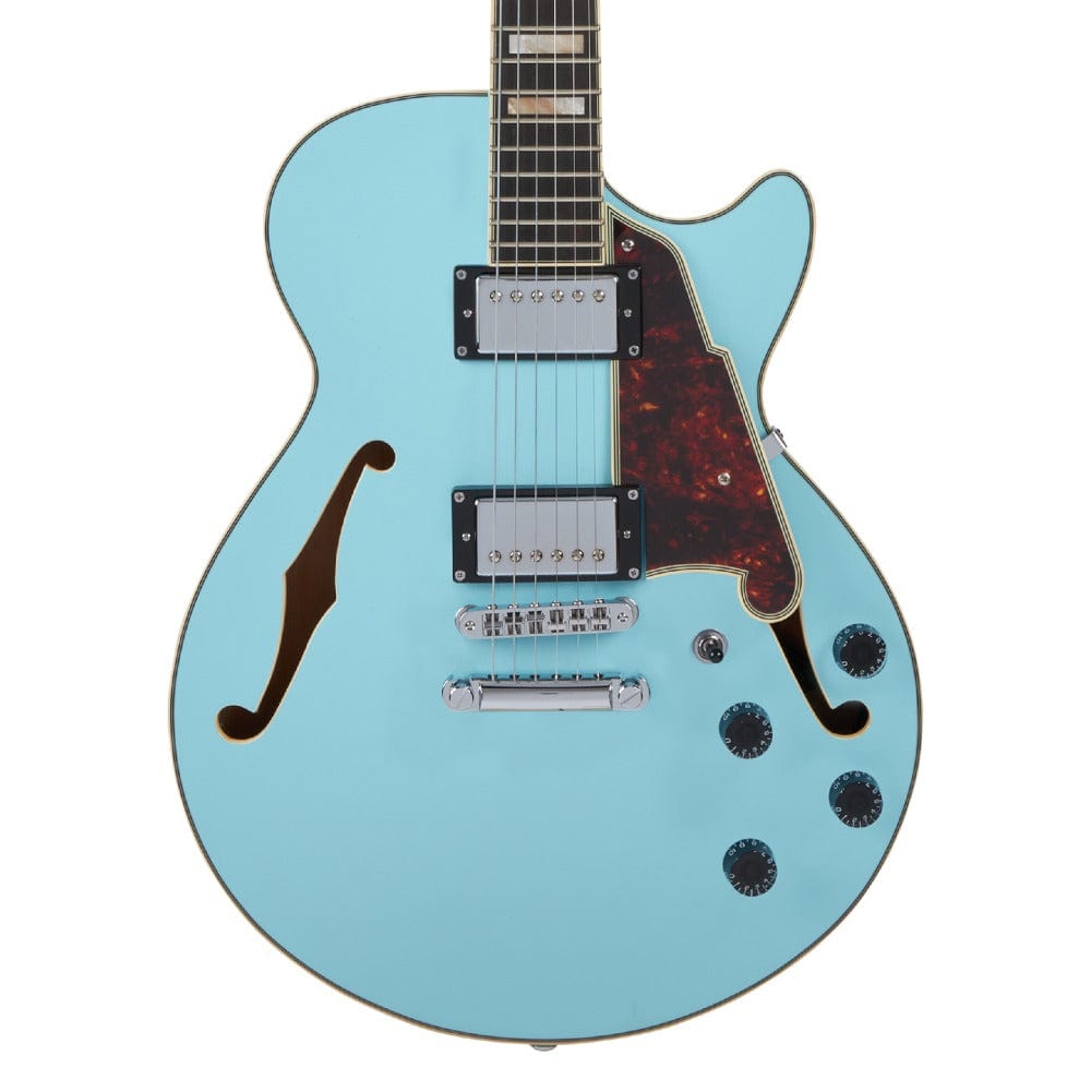 d'angelico electric guitars d'angelico premier ss semi-hollow 6 string electric guitar #color_sky-blue