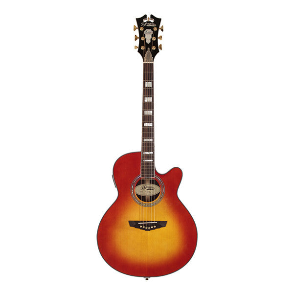 d'angelico electro acoustic guitars cherry sunburst d'angelico gramercy grand auditorium single-cutaway electro acoustic guitar #color_cherry-sunburst