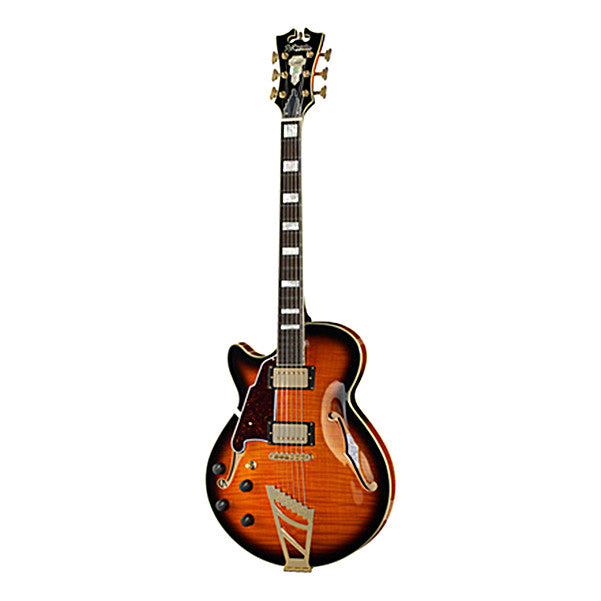 d'angelico hollow & semi-hollow electric guitars d'angelico ex-ss left handed semi hollow body electric guitar - vintage sunburst